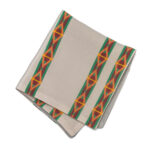 light Grey pocket square with orange and yellow stripe pattern